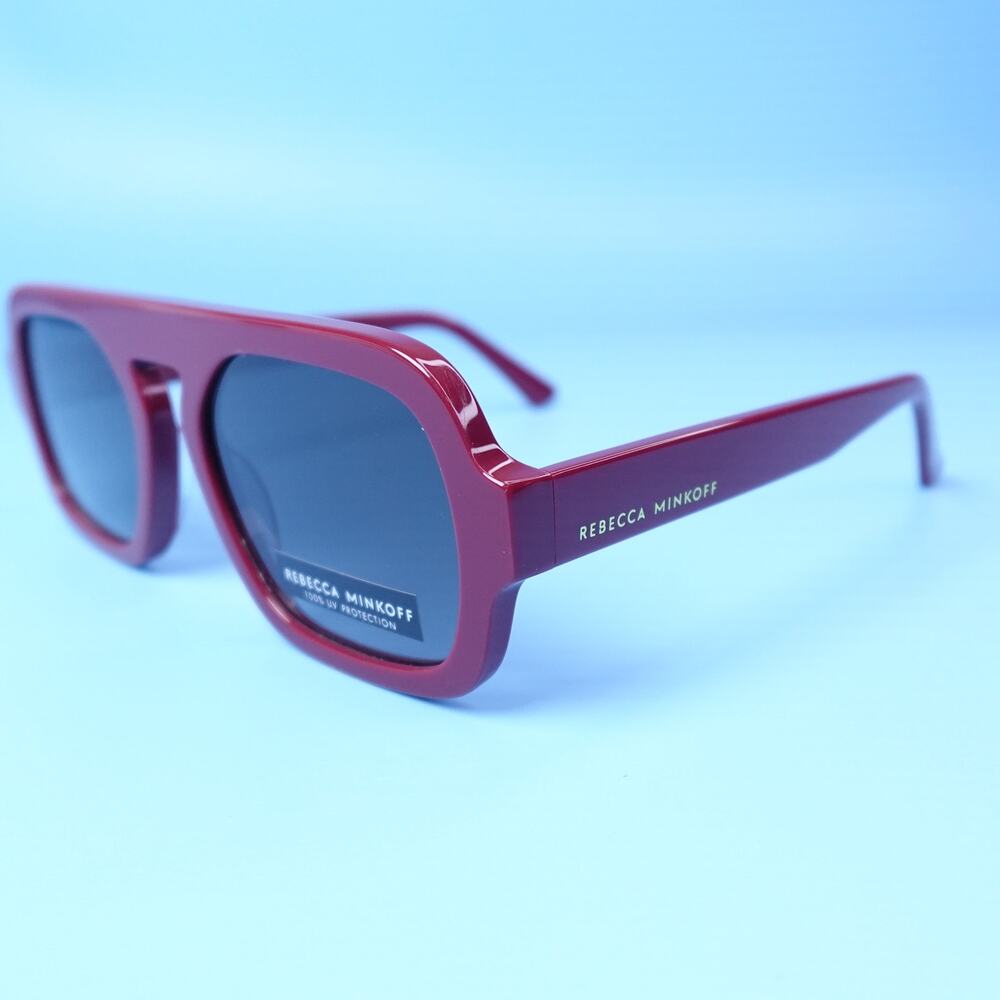 Rebecca Minkoff Rhiannon Cranberry Red Square Sunglasses 100% UV Protection